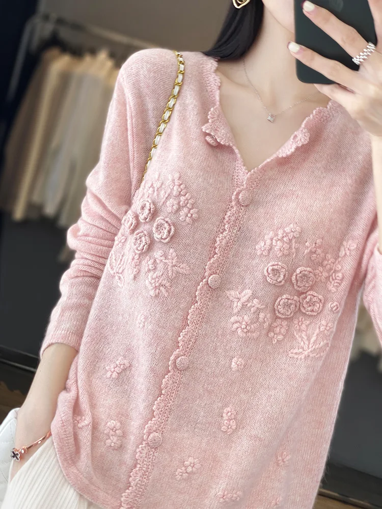 Wool Coat Peacoat - Cardigan da donna in puro cashmere