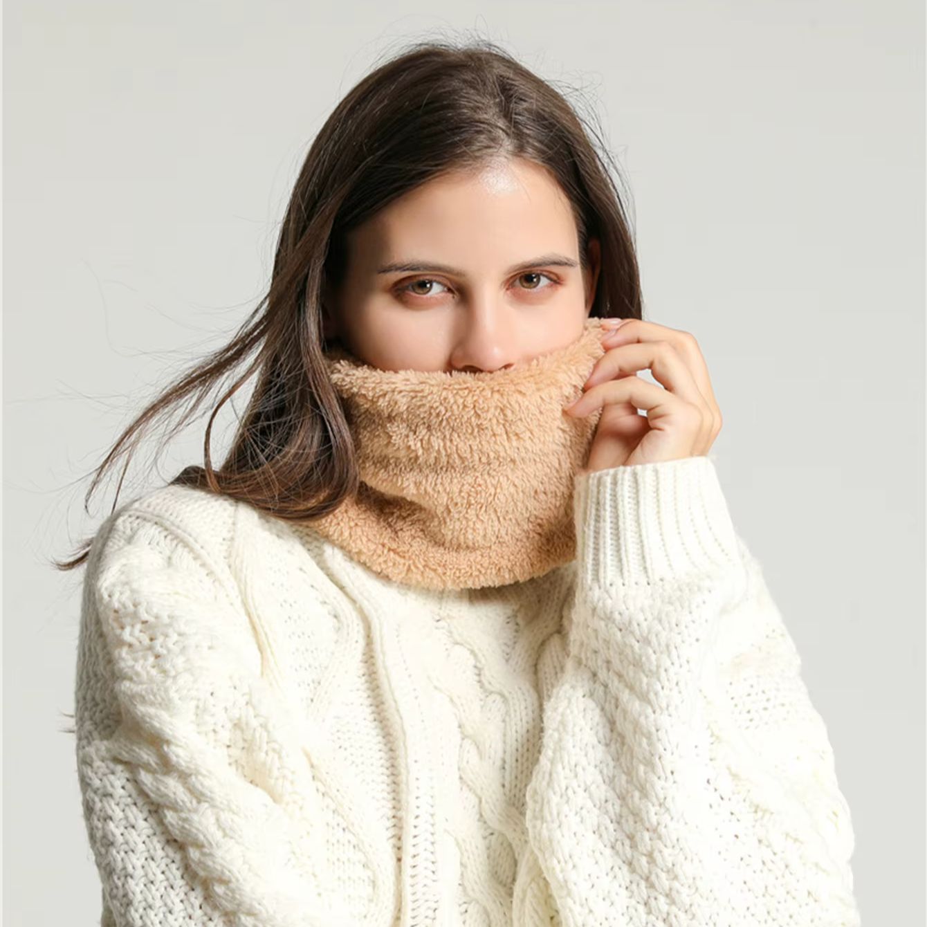 Neck Gaiter Fleece - Scaldacollo in pile corallo, modello casual,